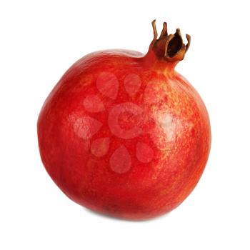Ripe pomegranate fruit isolated on white background. Closeup.