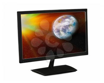 Black lcd monitor isolated on white background.Elements of this image furnished by NASA.