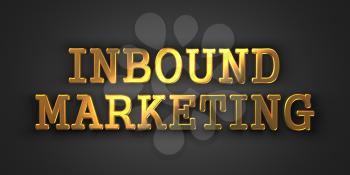 Inbound Marketing. Gold Text on Dark Background. Business Concept. 3D Render.