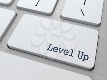 Development Concept. Level Up Button on Modern Computer Keyboard with Word Partners on It.