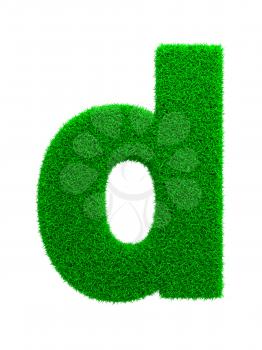 Grass Letter D Isolated on White Background.