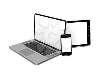 Set of Modern Computer Equipment. Isolated on White.