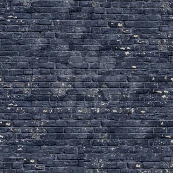 Black Brick Wall with Cracks, Dirt Spots. Seamless Tileable Texture.