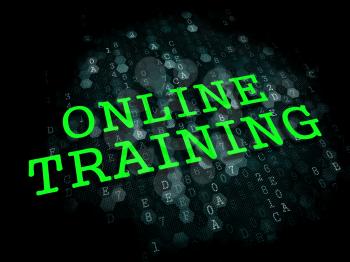 Online Training. Business Educational Concept. The Word in Light Green Color on Dark Digital Background.