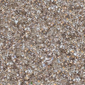 Seamless Texture of Fragment Soil Mixed with Gravel, Macadam, Pieces of Coquina and Glass.