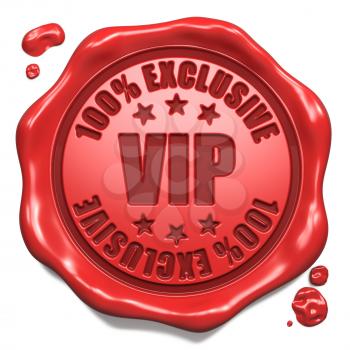 VIP Exclusive - Stamp on Red Wax Seal Isolated on White. Business Concept. 3D Render.