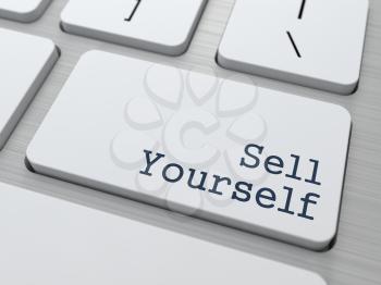 Sell Yourself. Button on Modern Computer Keyboard. Business Concept. 3D Render.
