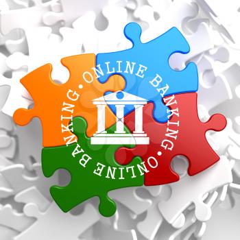 Online Banking on Multicolor Puzzle. Business Concept.