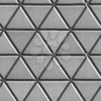Gray Paving Slabs laid as Pattern of Small Triangles. Seamless Tileable Texture.