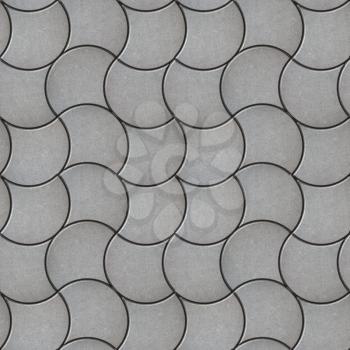 Gray Decorative Wavy Pavers. Seamless Tileable Texture.
