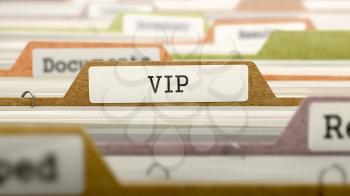 VIP - Very Important Person - on Business Folder in Multicolor Card Index. Closeup View. Blurred Image. 3D Render.