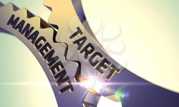 Target Management on the Mechanism of Golden Gears. Target Management - Concept. Target Management - Industrial Design. Golden Gears with Target Management Concept. 3D Render.