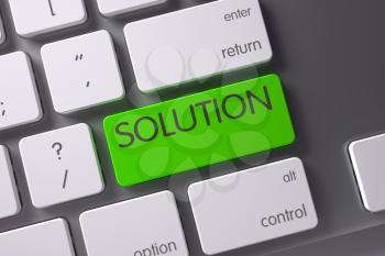 Solution Concept Modern Keyboard with Solution on Green Enter Key Background, Selected Focus. 3D Render.