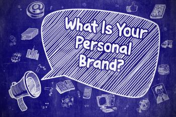 Yelling Loudspeaker with Text What Is Your Personal Brand on Speech Bubble. Cartoon Illustration. Business Concept. 