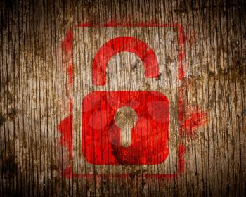 Royalty Free Photo of a Padlock Painted on Wood