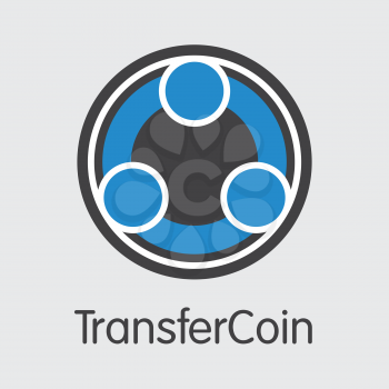 Transfercoin. Cryptographic Currency. TX Coin Image Isolated on Grey Background. Stock Vector Coin Pictogram.