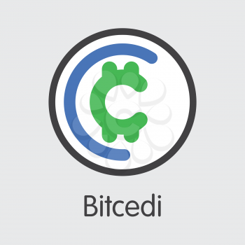 Bitcedi Blockchain Based Secure Virtual Currency. Isolated on Grey BXC Vector Coin Image.