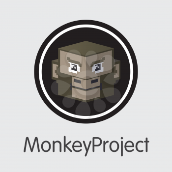 Monkeyproject Vector Colored Logo for Internet Money. Virtual Currency Illustration of MONK and Logo for using in Web Projects or Mobile Applications.