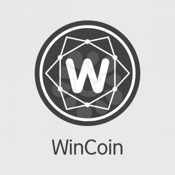 Wincoin Blockchain Based Secure Virtual Currency. Isolated on Grey WC Vector Icon.