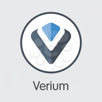 Verium - Blockchain Cryptocurrency Colored Logo. Vector Illustration of Cryptocurrency Icon on Grey Background. Vector Symbol VRM.