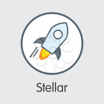 Vector Stellar Cryptographic Currency Symbol. Mining, Coin, Exchange. Vector Colored Logo of XLM.
