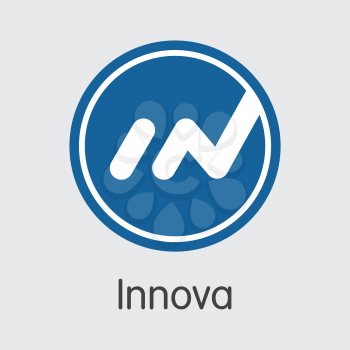Innova Finance. Cryptographic Currency - Vector Sign Icon. Modern Computer Network Technology Web Icon. Digital Colored Logo of INN. Concept Design Element.
