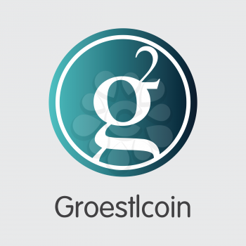 Groestlcoin Blockchain Based Secure Virtual Currency. Isolated on Grey GRS Vector Element.