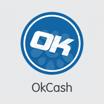 Okcash - Logo of Fintech Industry, Finance Digitization. Modern Coin Image. Premium Quality Element of OK. Simple Vector Pictogram of Design for Web Graphics.