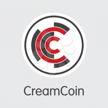 Vector Creamcoin Crypto Currency Coin Image. Mining, Coin, Exchange. Vector Colored Logo of CRM.