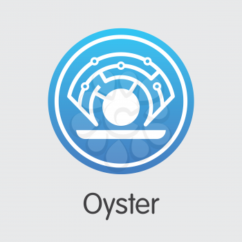 Oyster - Virtual Currency Symbol. Vector Colored Logo of Crypto Currency Icon on Grey Background. Vector Coin Symbol PRL.