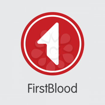 Firstblood Blockchain Based Secure Crypto Currency. Isolated on Grey 1ST Vector Illustration.