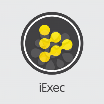 Cryptocurrency Iexec. Net Banking and RLC Mining Vector Concept. Cryptographic Currency Mining Finance Symbol.