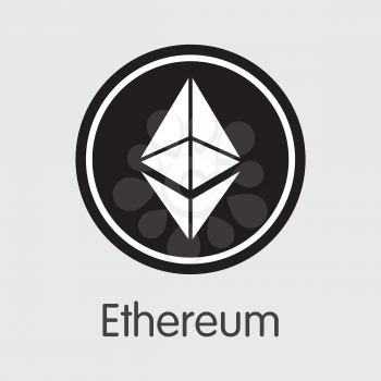 Ethereum - Cryptocurrency Concept. Vector Colored Logo of Ethereum. Digital Currency Simbol. Vector illustration of Ethereum Cryptocurrency Icon on Grey Background. Vector Trading sign ETH