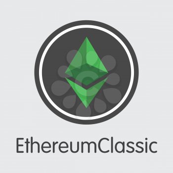 Ethereum Classic - Digital Currency Simbol. Vector illustration of Cryptocurrency Icon on Grey Background. Vector Trading sign ETC