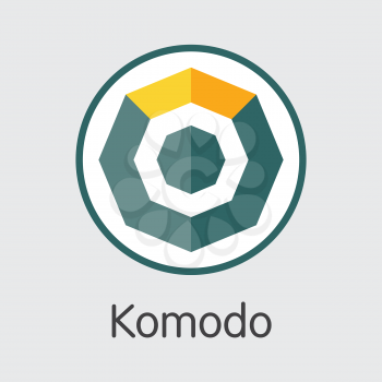 Komodo - Vector Colored Icon of Virtual Currency Logo on Grey Background. Cryptocurrency Concept. Vector Trading sign KMD