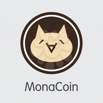 Monacoin Finance. Cryptocurrency - Vector Coin Symbol. Modern Computer Network Technology Trading Sign. Digital Web Icon of MONA. Concept Design Element.