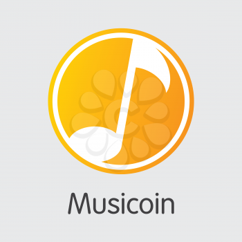 Musicoin Vector Web Icon for Internet Money. Cryptocurrency Element of MUSIC and Graphic Symbol for using in Web Projects or Mobile Applications.