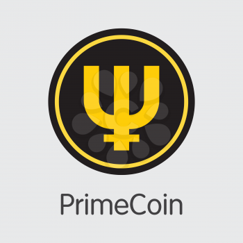 Primecoin - Logo of Fintech Industry, Finance Digitization. Modern Web Icon. Premium Quality Web Icon of XPM. Simple Vector Pictogram of Design for Web Graphics.