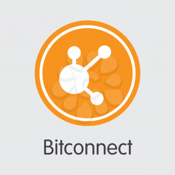 Bitconnect Criptocurrency Blockchain Icon on Grey Background. Virtual Currency. Vector Trading sign - BCC.