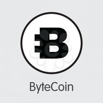 ByteCoin - Vector Icon of Virtual Currency. Criptocurrency Blockchain Icon on Grey Background. Virtual Currency. Vector Trading sign BCN.