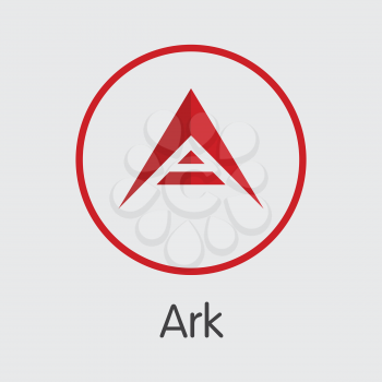 ARK Coin - Vector Icon of Virtual Currency. Criptocurrency Blockchain Icon on Grey Background. Virtual Currency. Vector Trading sign ARK.