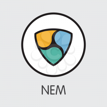 Neweconomymovement NEM - Criptocurrency Blockchain Icon on Grey Background. Virtual Currency. Vector Trading sign NEM.