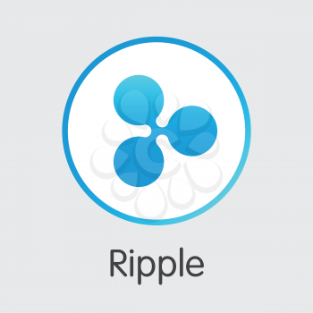 Ripple - Vector Icon of Virtual Currency. Criptocurrency Blockchain Icon on Grey Background. Virtual Currency. Vector Trading sign XRP.