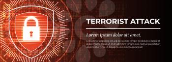 2d Illustration - Terrorist Attack on Red Digital Background. Poster Template. Great Vector illustration.