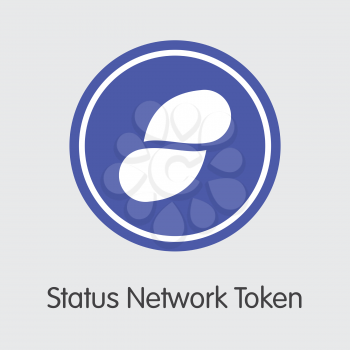 Status Network Token Finance. Blockchain Cryptocurrency - Vector Coin Illustration. Modern Computer Network Technology Web Icon. Digital Trading Sign of SNT. Concept Design Element.
