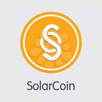 Cryptographic Currency Solarcoin. Net Banking and SLR Mining Vector Concept. Blockchain Cryptocurrency Mining Finance Icon.