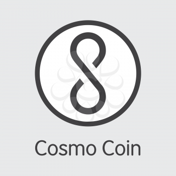COSM - Cosmo Coin. The Icon or Emblem of Crypto Coins, Market Emblem, ICOs Coins and Tokens Icon.