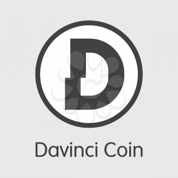 DAC - Davinci Coin. The Logo or Emblem of Virtual Currency, Market Emblem, ICOs Coins and Tokens Icon.