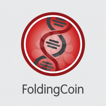 Foldingcoin - Element of Fintech Industry, Finance Digitization. Modern Coin Pictogram. Premium Quality Illustration of FLDC. Simple Vector Coin Image of Design for Web Graphics.