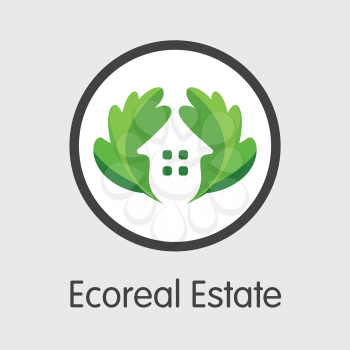 ECOREAL - Ecoreal Estate. The Trade Logo or Emblem of Coin, Market Emblem, ICOs Coins and Tokens Icon.